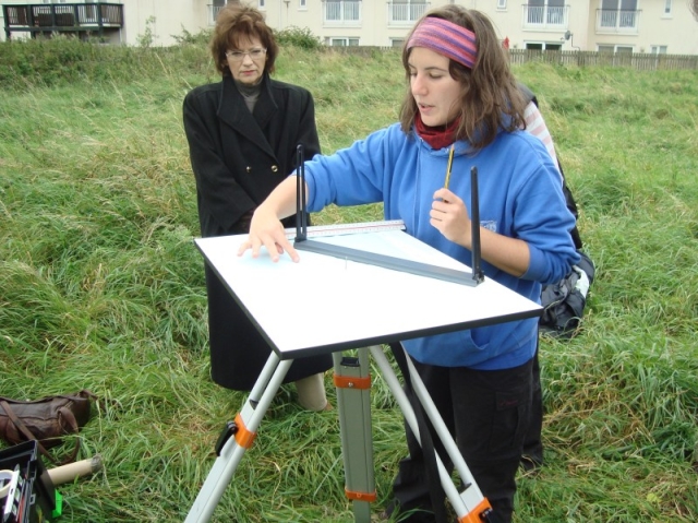 Menna shows us how to line up and mark off the alidade Menna shows us how to line up and mark off the alidade