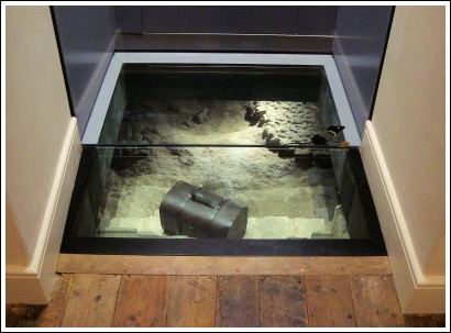 A subterranean chamber revealing an early cobblestoned floor A subterranean chamber revealing an early cobblestoned floor