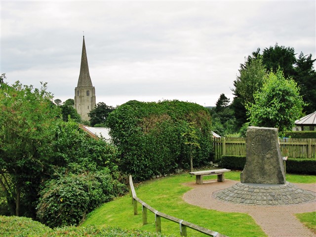 View of St Mary's Church Memorial stone to Gwenllian View of St Mary's Church Memorial stone to Gwenllian
