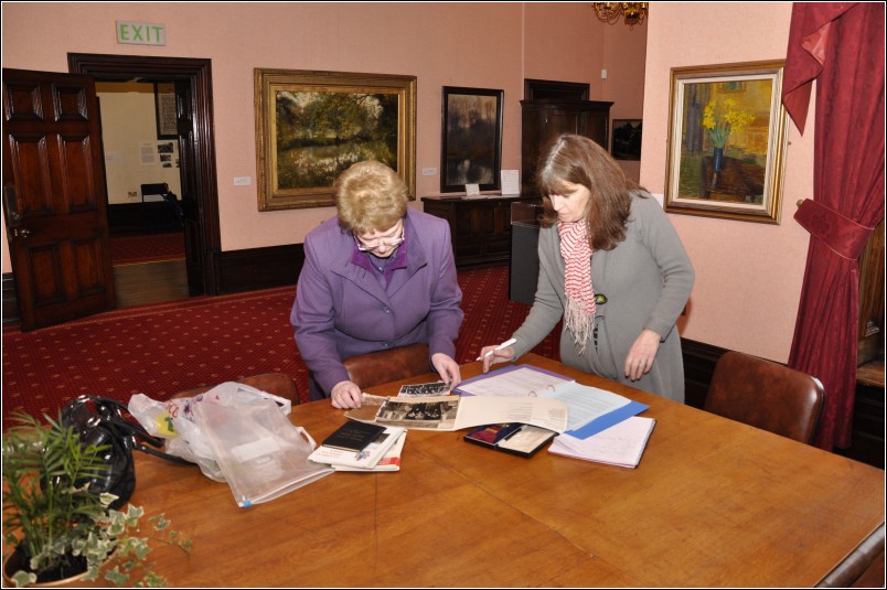 Lynwen Rees (L) and Ann Dorset, County Museum Manager at Parc Howard Museum Llanelli Lynwen Rees (L) and Ann Dorset, County Museum Manager at Parc Howard Museum Llanelli