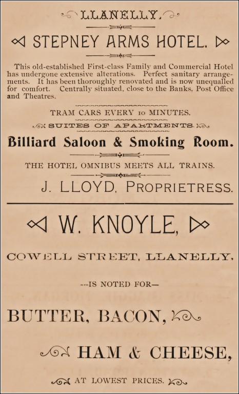 Stepney Arms Hotel advertisement Stepney Arms Hotel advertisement