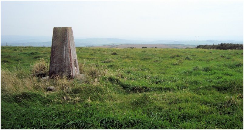 Mynydd Sylen Trig Point looking S.E. towards bombed farm and Swansea Mynydd Sylen Trig Point looking S.E. towards bombed farm and Swansea
