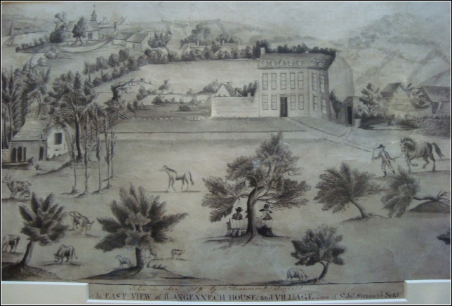 1789 East View of Llangenech House and Village Copyright: private ownership 1789 East View of Llangenech House and Village Copyright: private ownership