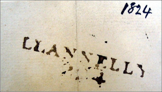 Llanelli postal stamp 1824 Llanelli postal stamp 1824