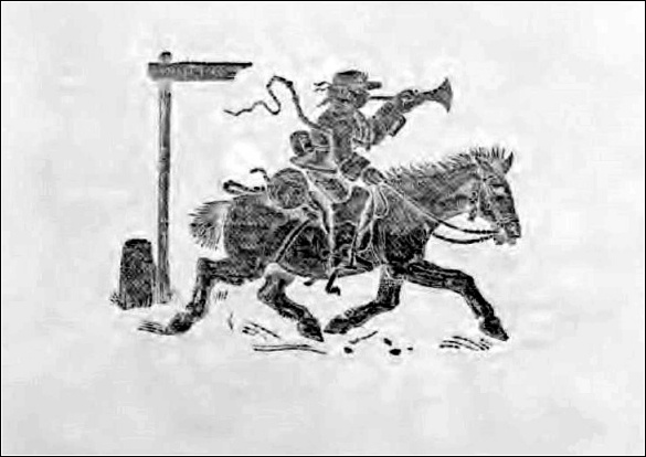 Block print of a post horse Block print of a post horse