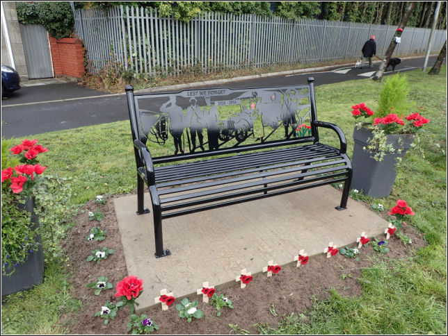 One of the wrought iron memorial benches One of the wrought iron memorial benches
