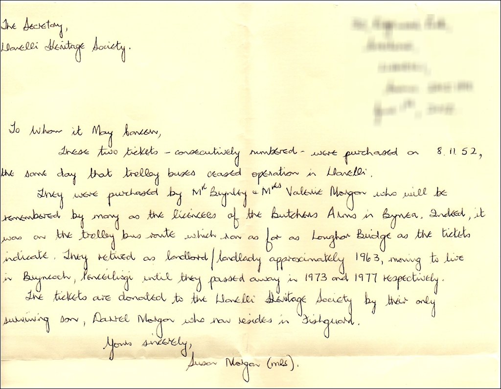 Letter from Mrs Susan Morgan